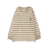 ブラウン | 名札通しループ付きボーダー長袖Tシャツ 春 トップス | ブランシェス