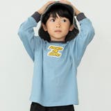 77:ステッカー-ブルーグレー | 【eikoコラボ/WEB限定】綿100%アソートグラフィック長袖Tシャツ | ブランシェス