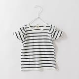 92:ホワイト_ボーダー | 【DRC/WEB限定】肩あきフリル半袖Tシャツ | ブランシェス