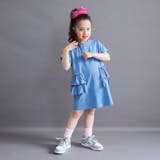 ブルーグレー | 【WEB限定/DRC】配色メロウフリル半袖ワンピース | ブランシェス