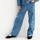 ブルー | リボン付きデニム パンツ 女の子 | ブランシェス