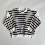 ブルー | 袖切替フロントポケット ボーダー長袖Tシャツ | ブランシェス