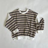 チャコールグレー | 袖切替フロントポケット ボーダー長袖Tシャツ | ブランシェス