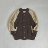 ダークブラウン | オーバーサイズ バックハートロゴ刺しゅう 袖配色スウェットスタジャン | ブランシェス
