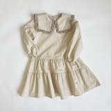 アイボリー | 2段ティアード 配色フリルビックカラーワンピース | ブランシェス