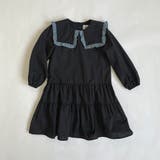 ブラック | 2段ティアード 配色フリルビックカラーワンピース | ブランシェス