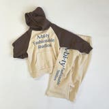 ダークブラウン | フロントポケット ロゴプリント ラグランフーディセットアップ | ブランシェス