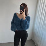 グランピット ルーズフィットパープルVネックニットボレロカーディガン韓国 韓国フ… | BRICH | 詳細画像1 