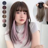 GR/Gショコラブラウンピンク | 「前髪付きトップヘアピース」 ヘアピース 前髪ウィッグ | Brightlele