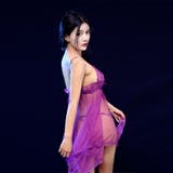 セクシー雑貨 透け感レースベビードール＆Tバックショーツセット(パープル) | bright wrist  | 詳細画像2 