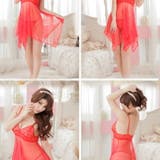 セクシー雑貨 透け感レースベビードール＆Tバックショーツセット(レッド) | bright wrist  | 詳細画像3 