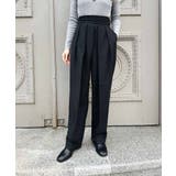 ブラック | ウエストデザインワイドパンツ esutoreja ボトム | BUYSENSE