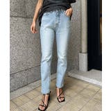 ライトブルー | シンプルテーパードデニム esutoreja ボトム レディース トレンド | BUYSENSE