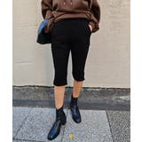 ブラック | リブハーフレギンスesutoreja ボトム スタイルアップ | BUYSENSE