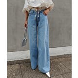 ライトブルー | レイヤードデニムワイドパンツesutoreja ボトム スタイルアップ | BUYSENSE