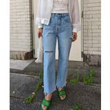 ライトブルー | クラッシュダメージデニムesutoreja ボトム スタイルアップ | BUYSENSE