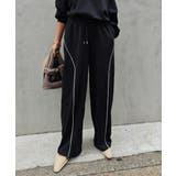 ブラック | パイピングスウェットワイドパンツ esutoreja パンツ | BUYSENSE