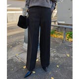 ブラック | ウールライクセンタープレスパンツesutoreja ボトム スタイルアップ | BUYSENSE