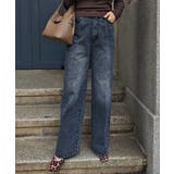 ブラック | センタープレスワイドデニムesutoreja ボトム スタイルアップ | BUYSENSE