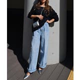 センタープレスワイドデニムesutoreja ボトム スタイルアップ | BUYSENSE | 詳細画像3 