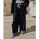 ブラック | イージーワイドデニムパンツesutoreja ボトム スタイルアップ | BUYSENSE