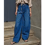 ブルー | スタッズカーブデニムパンツesutoreja ボトム スタイルアップ | BUYSENSE