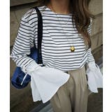 ボーダー | フレアスリーブトップスesutoreja カットソー スタイルアップ | BUYSENSE