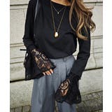 ブラック | フレアスリーブトップスesutoreja カットソー スタイルアップ | BUYSENSE