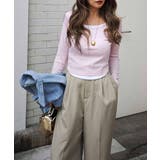 ピンク | レイヤードロングスリーブトップスesutoreja カットソー スタイルアップ | BUYSENSE