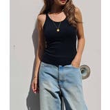 ブラック | ユーネックリブタンクトップesutoreja カットソー スタイルアップ | BUYSENSE