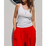 ホワイト | ユーネックリブタンクトップesutoreja カットソー スタイルアップ | BUYSENSE