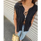 ブラック | シャーリングリボンブラウスesutoreja カットソー スタイルアップ | BUYSENSE