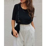 ブラック | レイヤードシアートップスesutoreja カットソー スタイルアップ | BUYSENSE