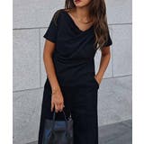 ブラック | ドレープショートスリーブトップスesutoreja カットソー スタイルアップ | BUYSENSE