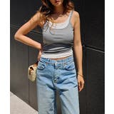 グレー | レイヤードフラワーキャミソールesutoreja カットソー スタイルアップ | BUYSENSE