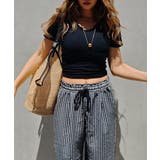 ブラック | ラウンドネックミニTシャツesutoreja カットソー スタイルアップ | BUYSENSE