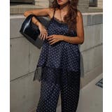 ブラック | ドットサテンレースキャミソールesutoreja カットソー スタイルアップ | BUYSENSE