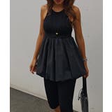 ブラック | ペプラムバルーントップスesutoreja カットソー スタイルアップ | BUYSENSE
