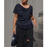 ブラック | ドレープレースTシャツesutoreja カットソー スタイルアップ | BUYSENSE