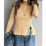 ベージュ | レースデザインニット esutoreja トップス レディース トレンド | BUYSENSE