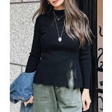 ブラック | レースデザインニット esutoreja トップス レディース トレンド | BUYSENSE