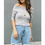 グレー | オフショルダーショートスリーブニット esutoreja ニット | BUYSENSE