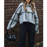 グレー | チェックショートニットesutoreja ニット スタイルアップ | BUYSENSE