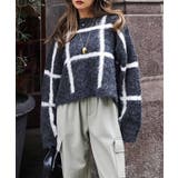 チャコール | チェックショートニットesutoreja ニット スタイルアップ | BUYSENSE