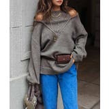 グレージュ | レイヤードブイネックルーズニットesutoreja ニット スタイルアップ | BUYSENSE