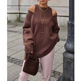 ブラウン | レイヤードブイネックルーズニットesutoreja ニット スタイルアップ | BUYSENSE