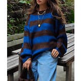 ブルー | ボーダールーズニットesutoreja ニット スタイルアップ | BUYSENSE