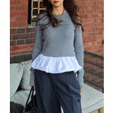 グレー | ペプラムレイヤードニットesutoreja ニット スタイルアップ | BUYSENSE