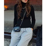 ブラック | リブタートルネックニットトップスesutoreja ニット スタイルアップ | BUYSENSE