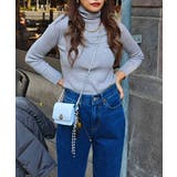 グレー | リブタートルネックニットトップスesutoreja ニット スタイルアップ | BUYSENSE